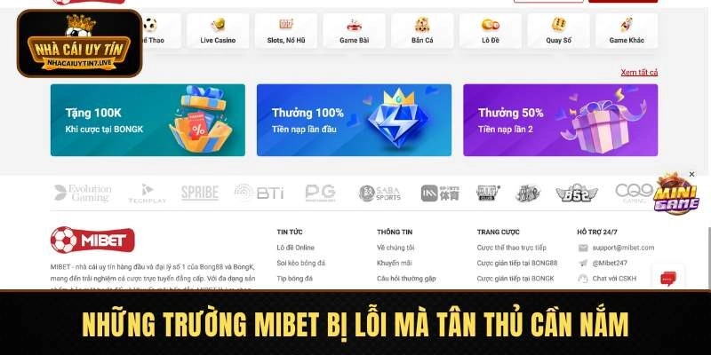 Các tình huống MIBET bị lỗi Các tình huống MIBET bị lỗi